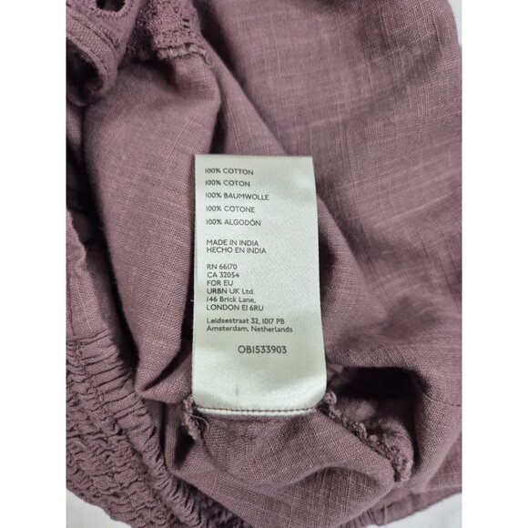 Free People Blouse Size S Eyelet Lace Crop Top Purple Mauve Roan Rouge (13) - Picture 12 of 13